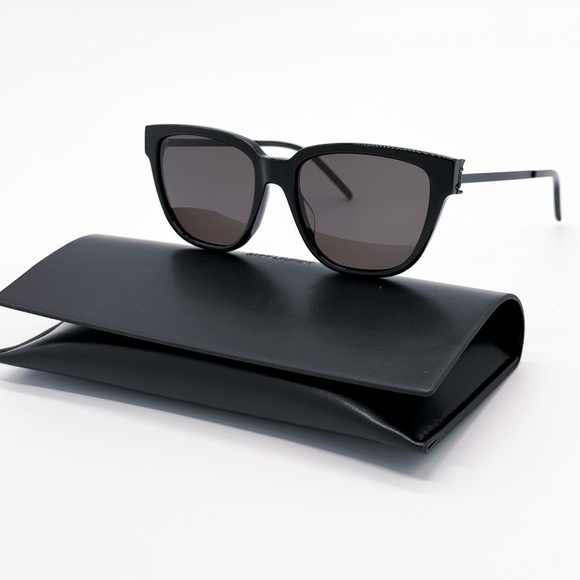 NEW SAINT LAURENT SL M48S 001 WOMEN SUNGLASSES SLM48S BLACK GREY EYEWEAR - Picture 2 of 13